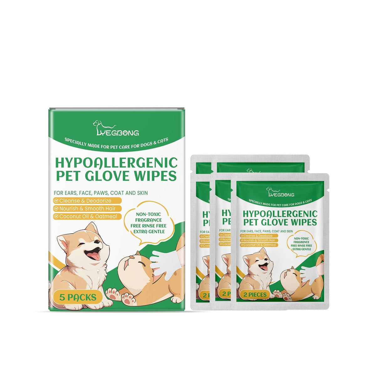 Pet glove wipes 5-pack box